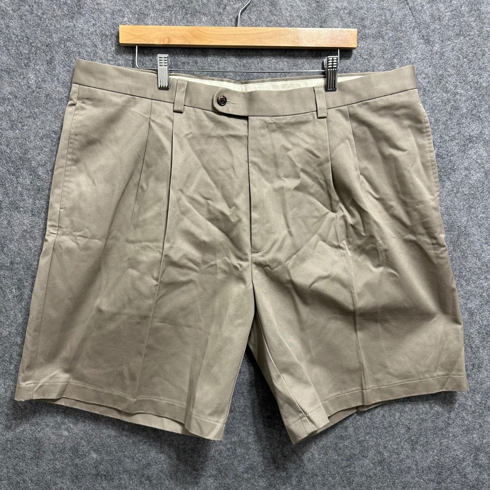 Joseph & Feiss Shorts Mens 42 Tan Pleated Cotton Chino Dress Casual Classic 2252